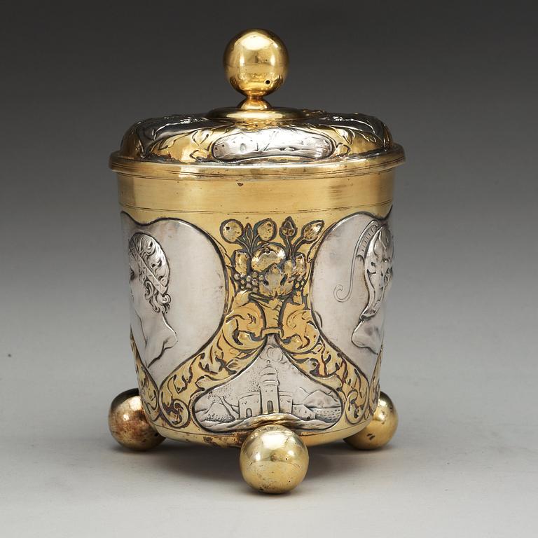 A german 18th century parcel-gilt, makers mark of Simon Wickert, Augsburg (1691-1708).