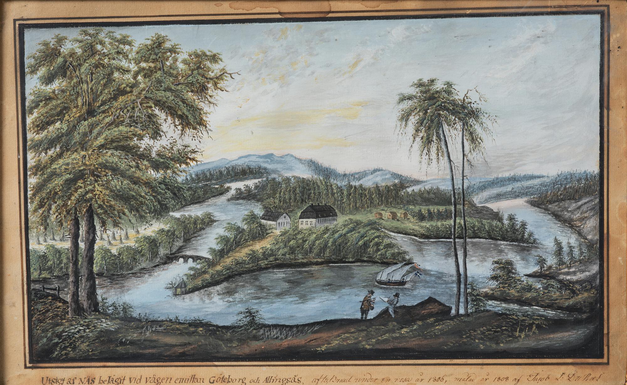 Swedish artist, "View of Näs located by the road between Gothenburg and Alingsås," dated 1808.