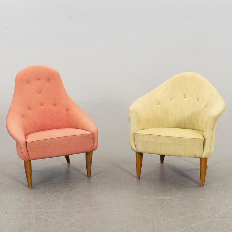 KERSTIN HÖRLIN-HOLMQUIST, two lounge chairs, "Lilla Adan" and "Lilla Eva" for Triva-serien, Nordiska Kompaniet.