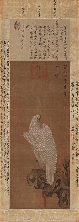 MÅLNING, kopia av okänd konstnär, fritt efter målning av Song Huizong (1082-1135), Qingdynastin, troligen 1800-tal.