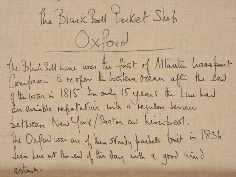 John Bentham Dinsdale, "Oxford" of the Black Ball Packet Line.