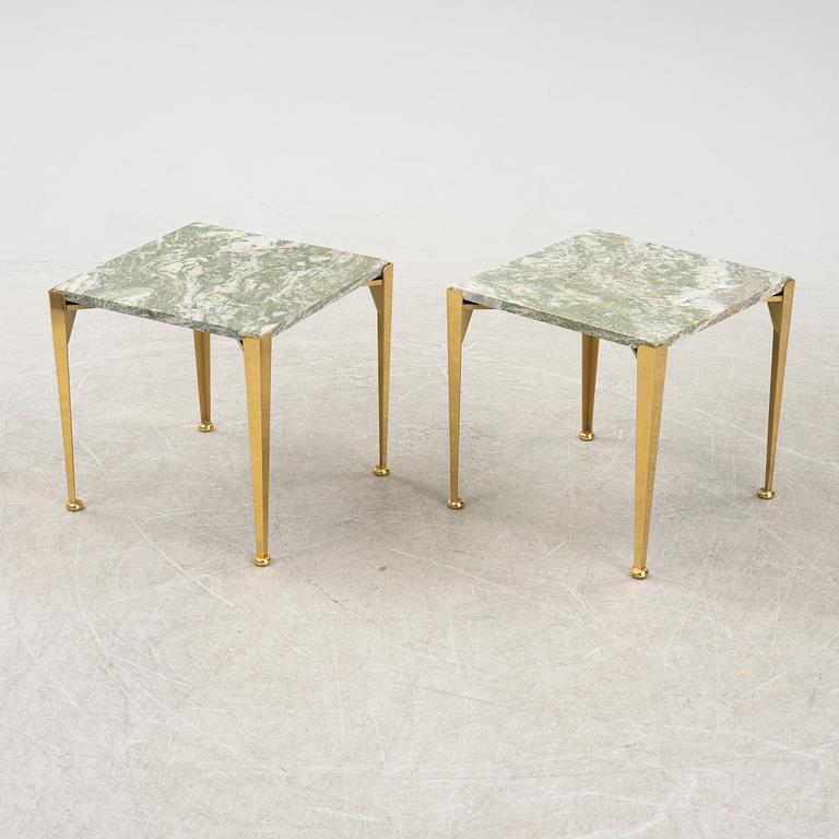 A pair of model 764 brass and marble side tables by Josef Frank for Firma Svenskt Tenn.