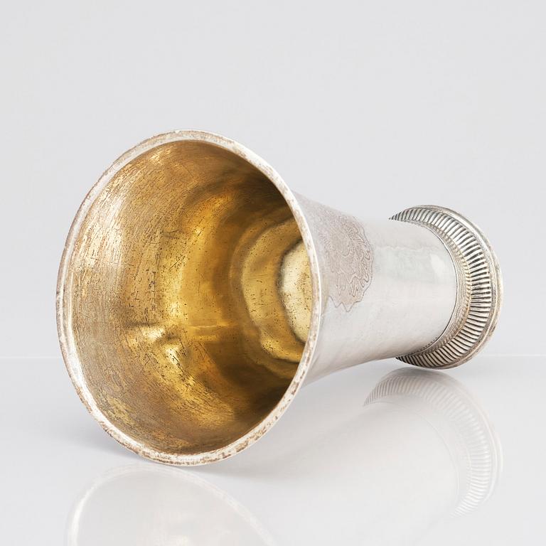 A Swedish 18th century parcel-gilt silver beaker, mark of Petter Gillberg, Varberg 1791.