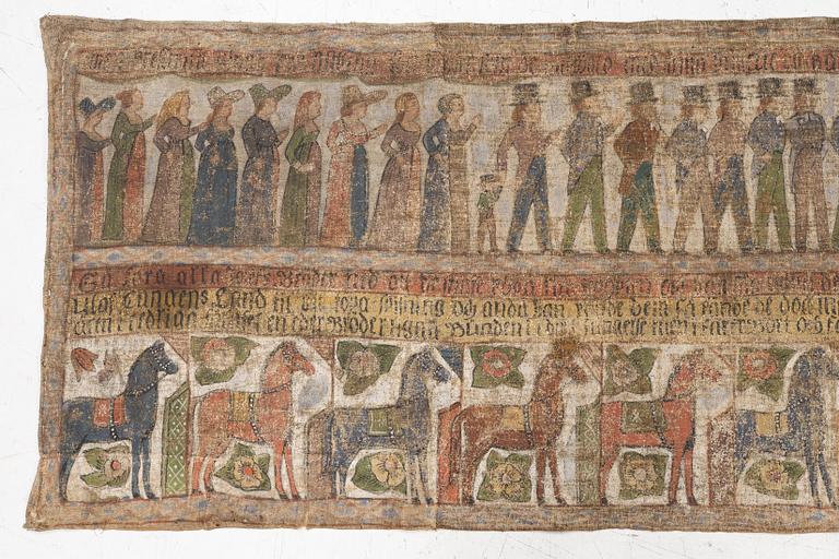 Textile painting, folk art, Halland, Knäred, 17th/18th century.