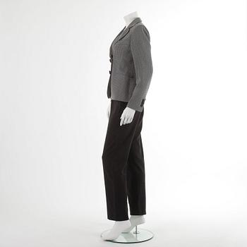 ARMANI, a grey viscose and cotton two-piece suit consisting of jacket and pants, size 44.