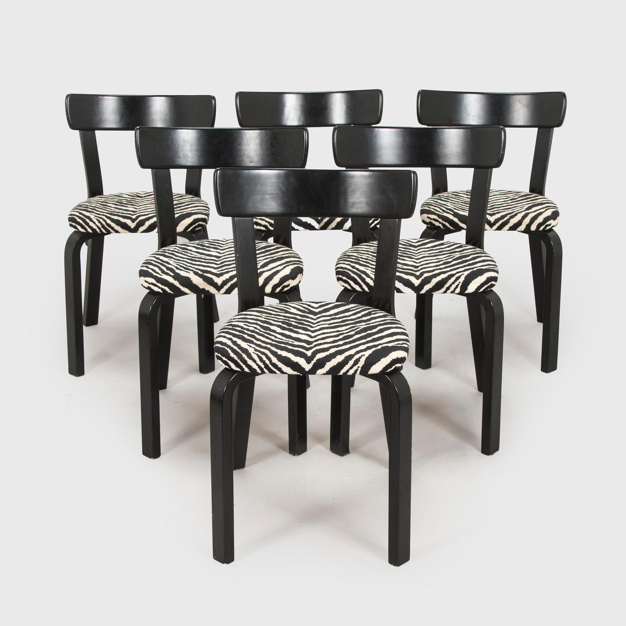 Alvar Aalto, stolar, 6 st, modell 69, Artek, 1900-tal.