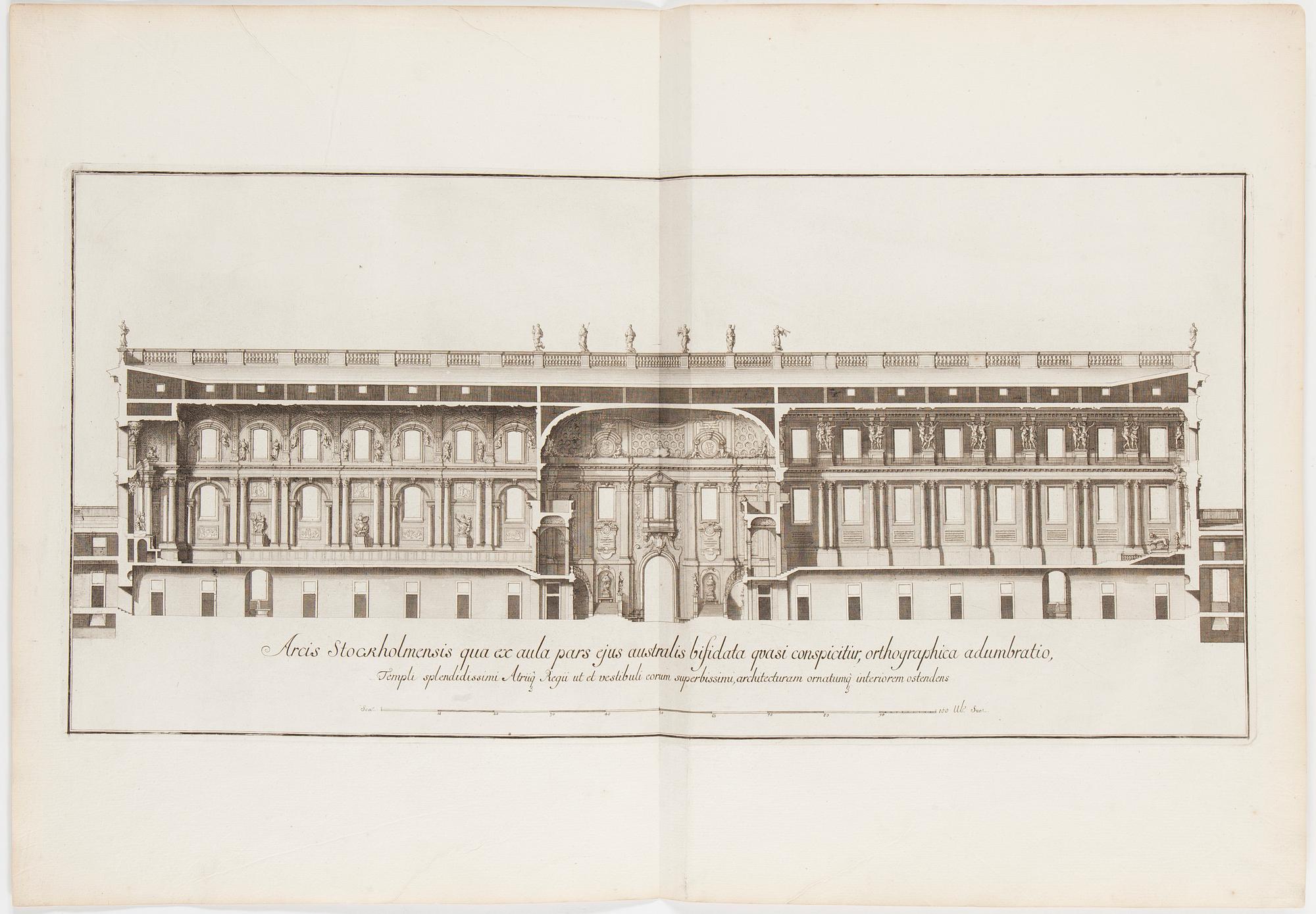 SÉBASTIEN LE CLERC, efter Niccodemus Tessin d.y. 1695, kopparstick, 1700-tal.