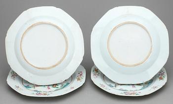 TALLRIKAR, 4st, porslin, Kina, Qianlong (1736-95).