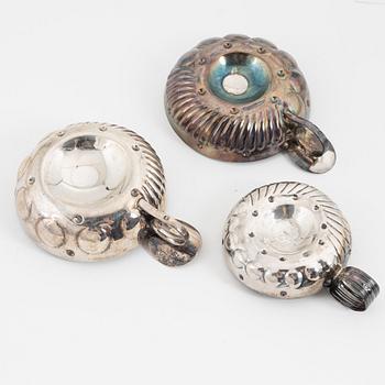 Six silver tastevin/wine tasting cups, including Gustave Keller, Paris, France, 19th/20th century.