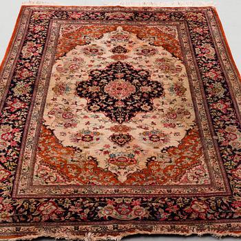 A RUG, old silk Qum, around 200 x 130 cm.