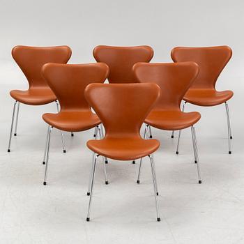 Arne Jacobsen, stolar 6 st "Sjuan" för Fritz Hansen, Danmark.