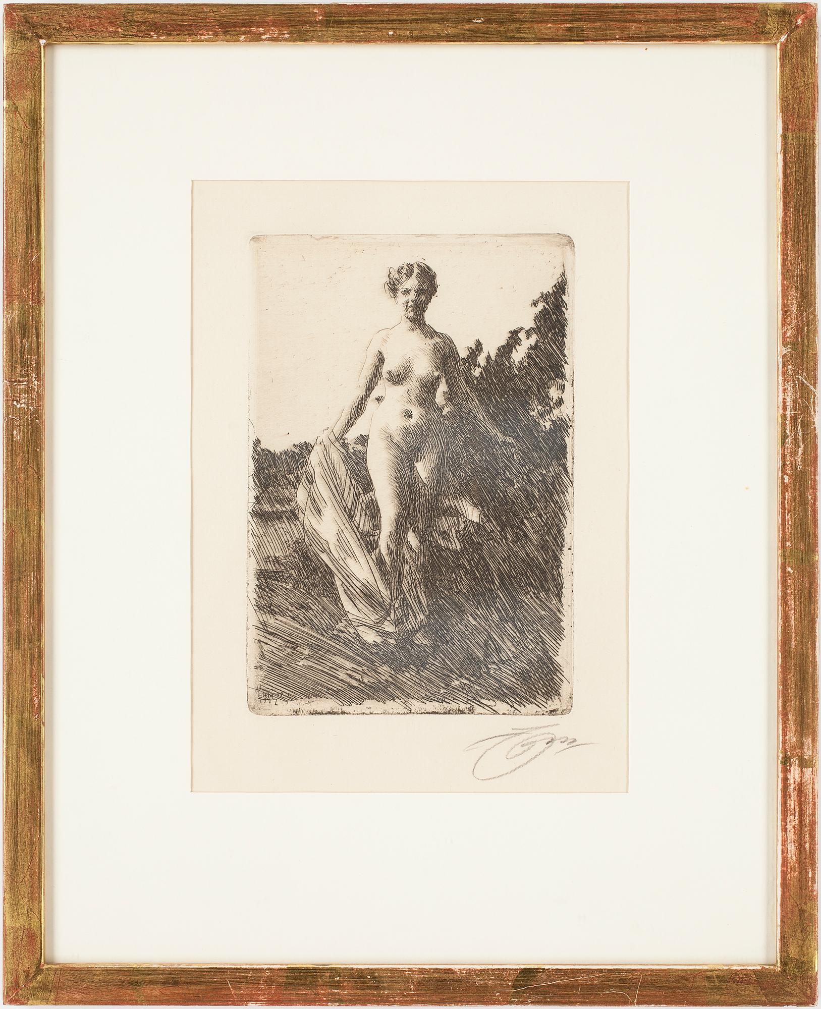 ANDERS ZORN, etsning, signerad, daterad 1907 i plåten.