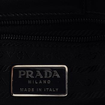 Prada, a black leather bag.