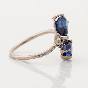 Sapphire and brilliant cut diamond ring.