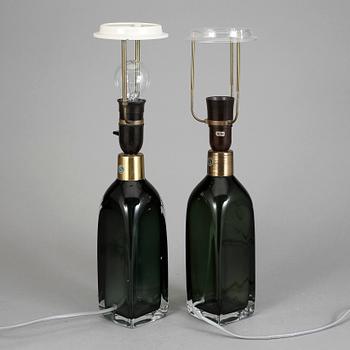 BORDSLAMPOR, ett par, glas, Carl Fagerlund, Orrefors.