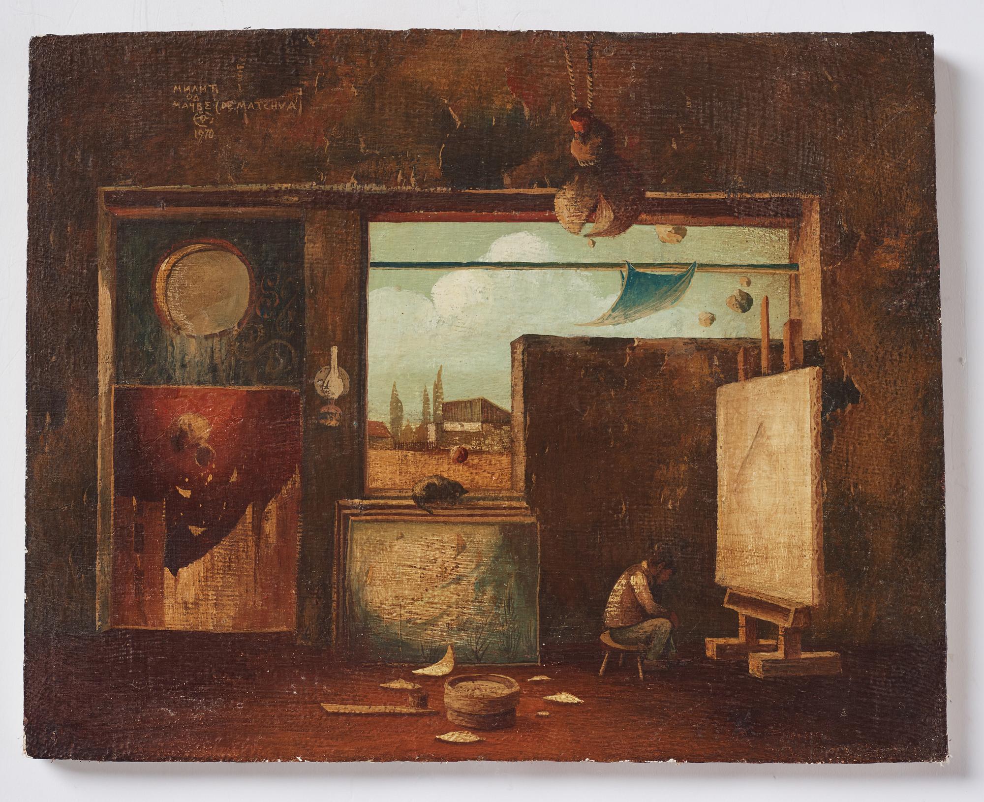 Milić od Mačve, olja på duk lagd på pannå, signerad och daterad 1970.