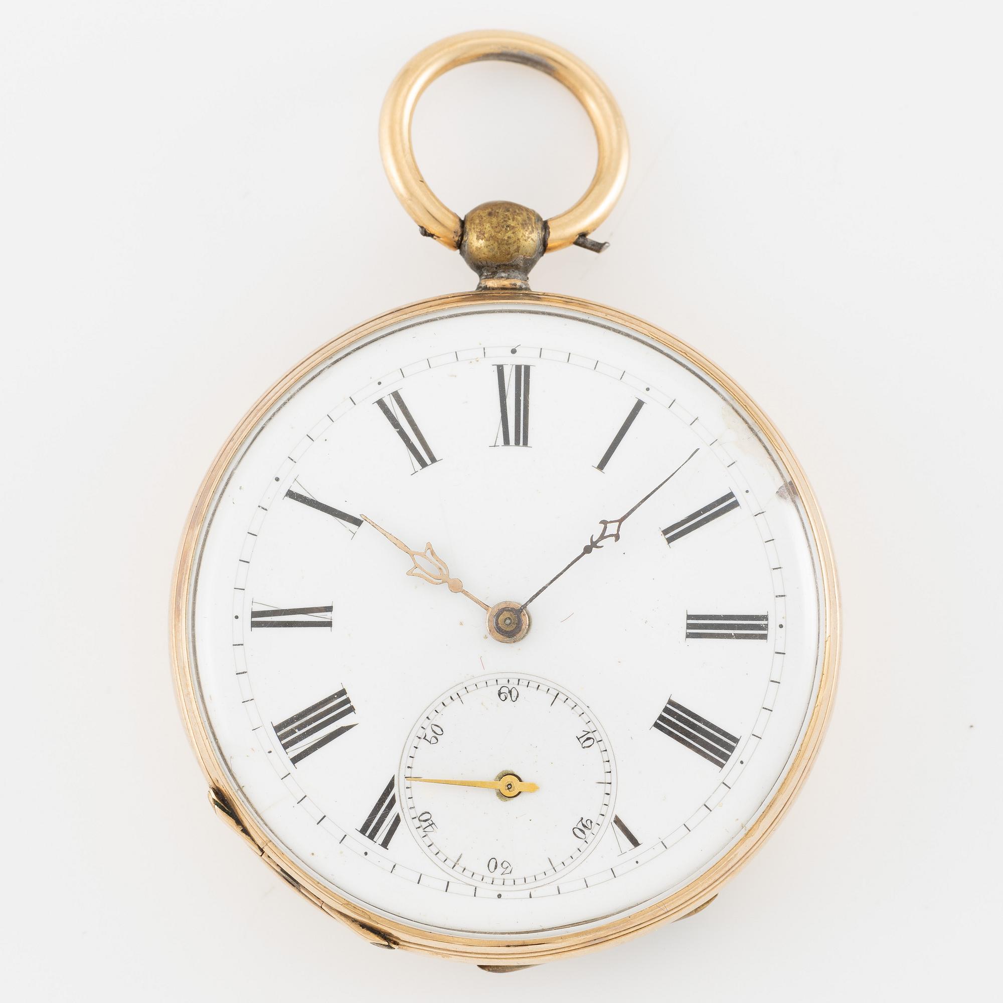 Pocket watch 14K gold, 45.5 mm.