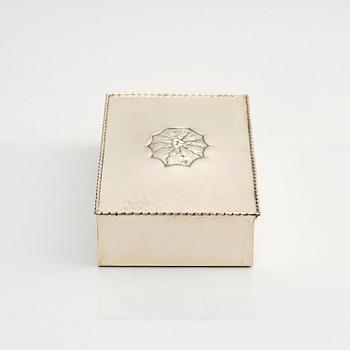 Georg Jensen, cigarrskrin, silver, inredning i trä, Köpenhamn 1918.