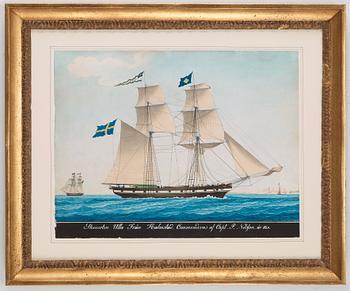 Louis Jean Baptiste Pellegrin, LOUIS JEAN BAPTISTE PELLEGRIN, signed and dated 1840. Gouache 42.5 x 56 cm.