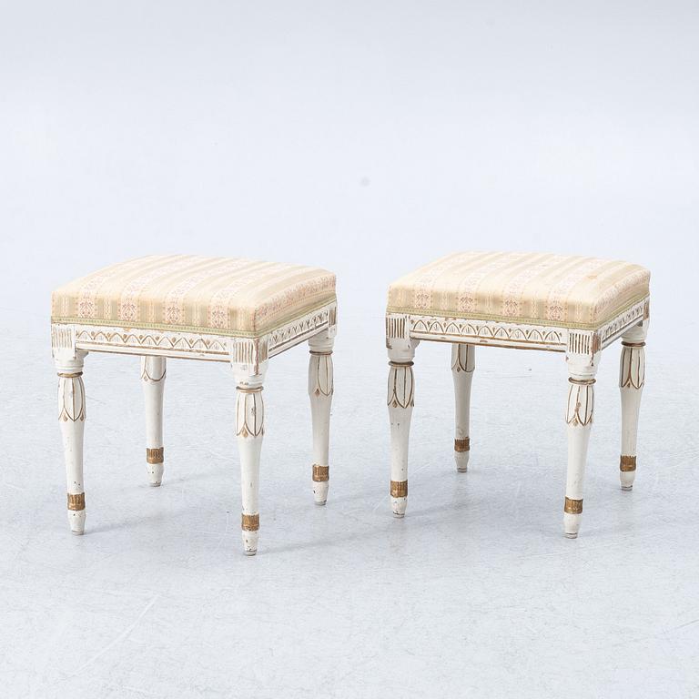 Stools, a pair of Gustavian, second half of the 18th century.