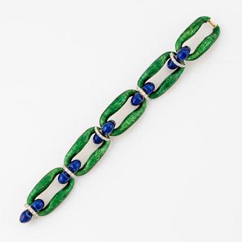 An 18K gold and enamel bracelet, by Spritzer & Fuhrmann.