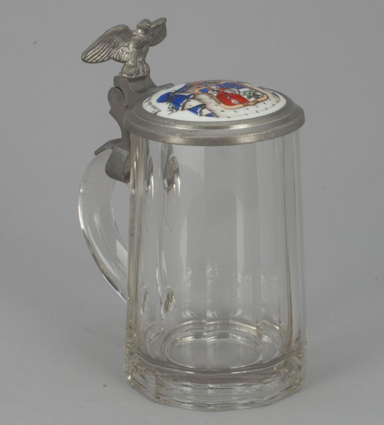 STOP med LOCK, tenn, glas och keramik, Tyskland 1800-talets senare hälft.