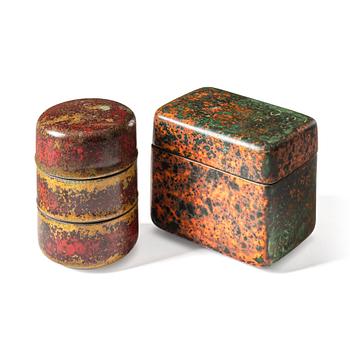 Hans Hedberg, a set of two faience boxes, Biot, France.