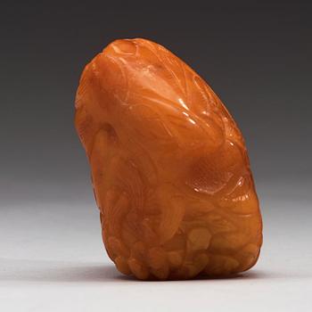 A large piece of sculptured amber, China, presumably first half of 20th Century.