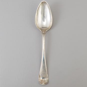 A Swedish empire silver serving spoon by Jacob Richard Borg in Gävle 1841. Weight ca 103 grams.