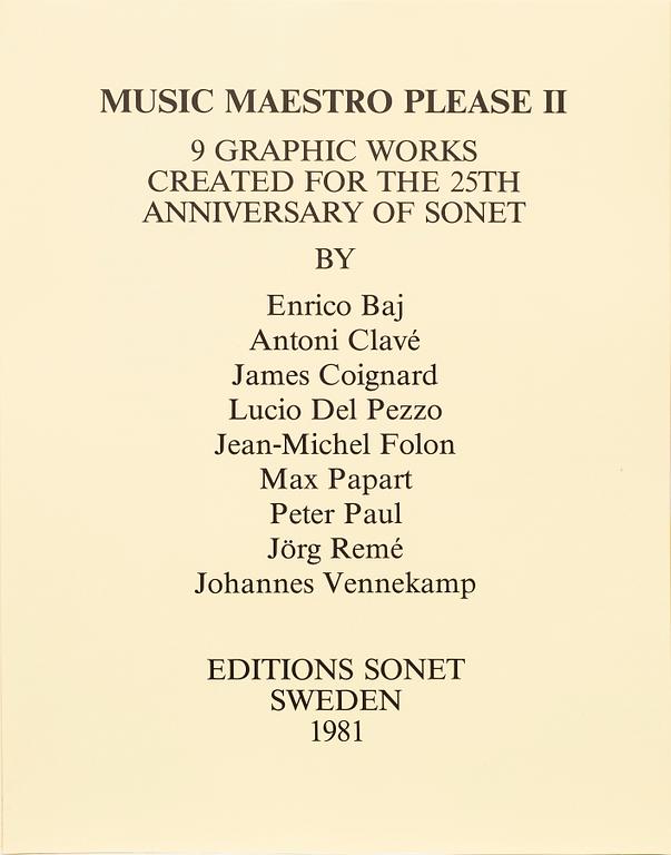 Graphic portfolio, 9 sheets, "Music Maestro Please II", 1981.