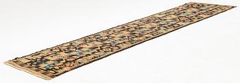 Bänkalängd, flamskväv, ca 245 x 57 cm, Östra härad Blekinge, omkring 1800-talets mitt.