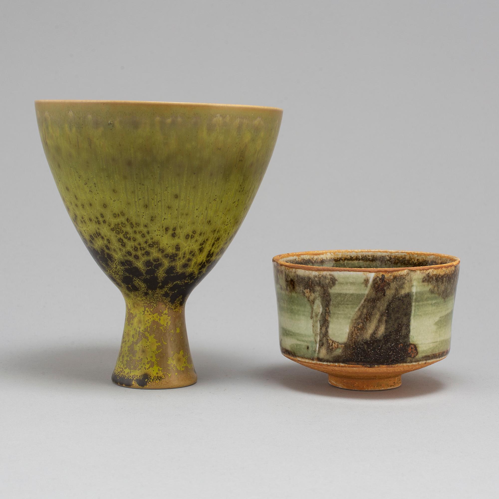 CARL-HARRY STÅLHANE, a unique bowl and vase, Rörstrand.