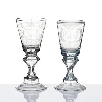 Glas, två stycken, 1700-tal.