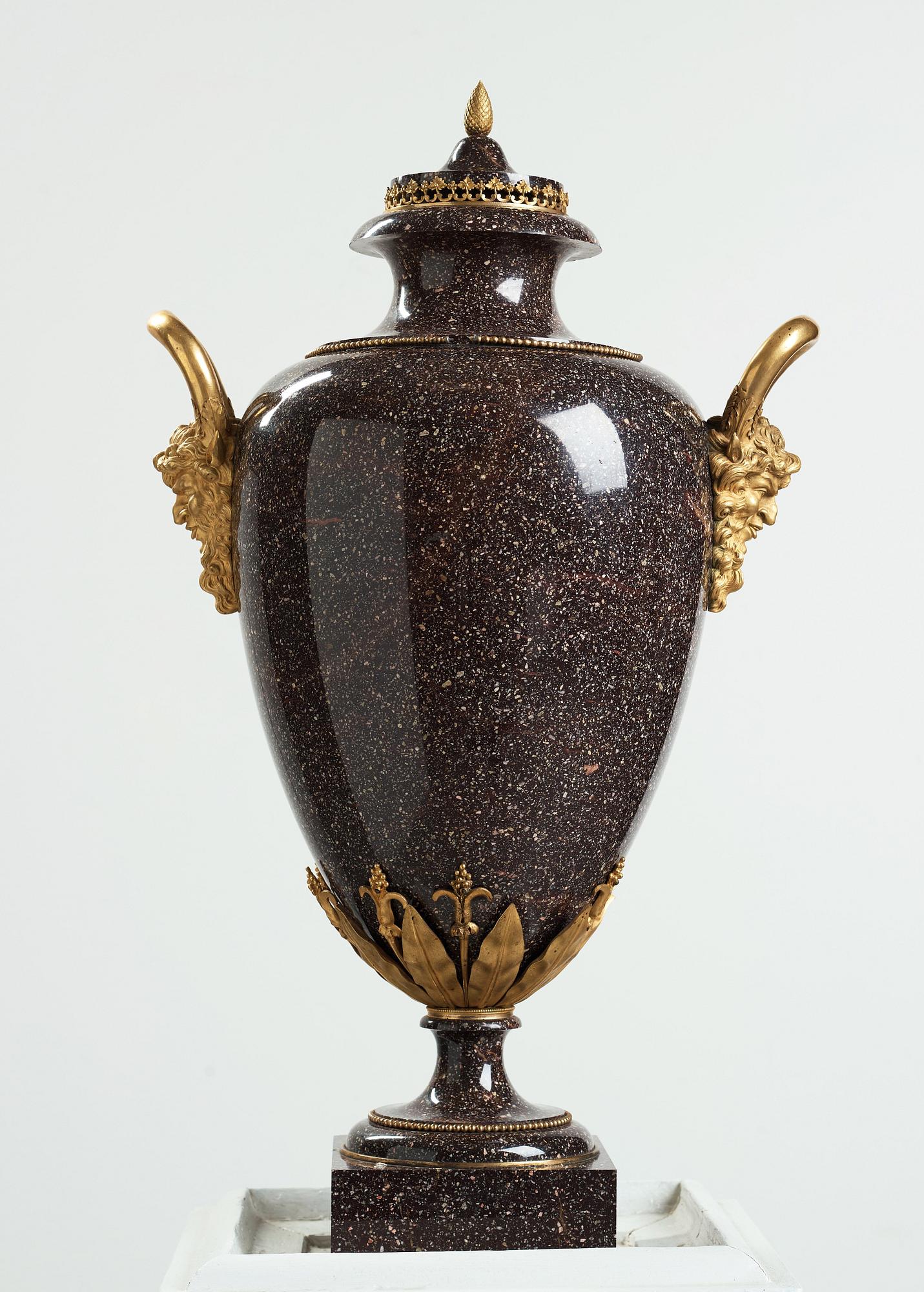A late Gustavian circa 1800 porphyry and ormolu Vase by Court bronze chaser and gilder F.L. Rung (1758-1837) not signed.