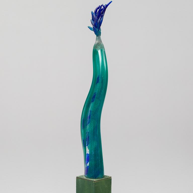 KJELL ENGMAN, a unique sand cast glass sculpture, Kosta Boda, Sweden.