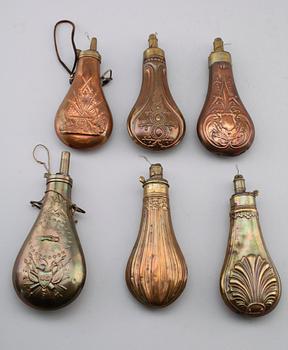 KRUTHORN, 6 st, koppar och mässing, 1800-/1900-tal.
