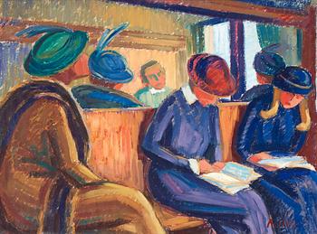 147. Agnes Cleve, Train compartment.