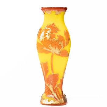 A cameo glass vase, Art Nouveau-style, mid-late 20th Century.