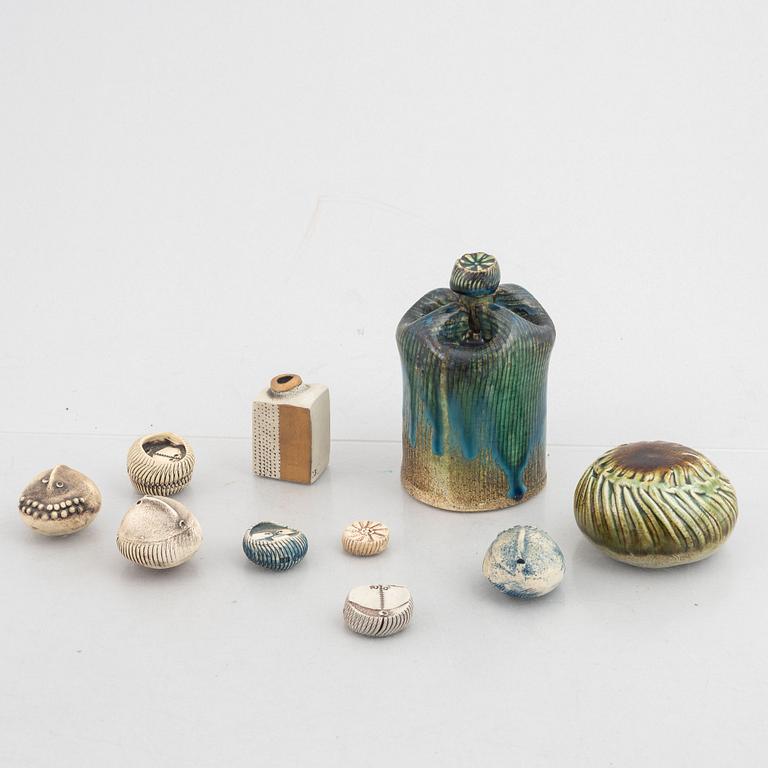 Bengt Berglund, a set of 10 sculptural stoneware items, Gustavsberg Studio.