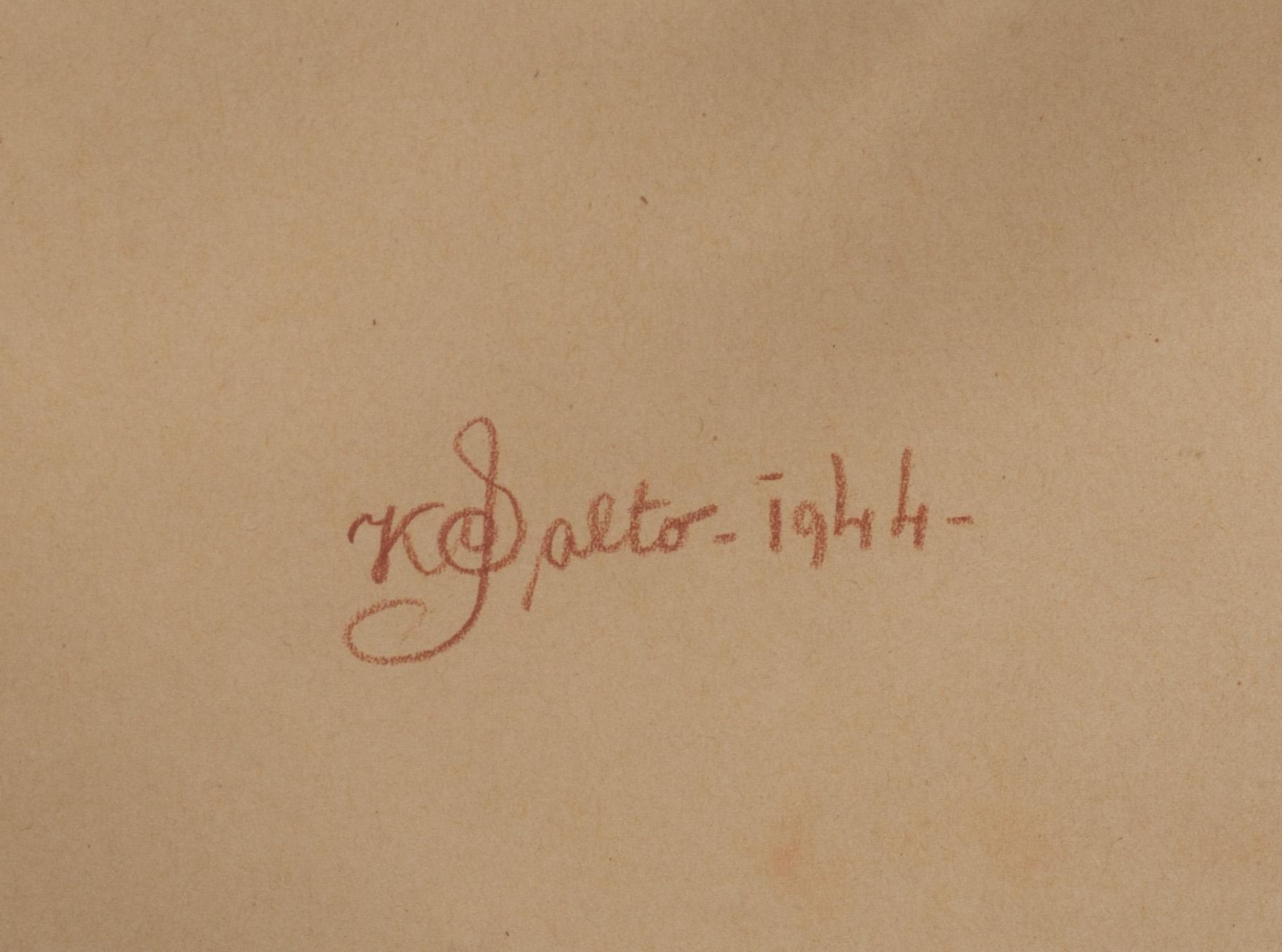 KAMMA SALTO, rödkrita, signerad och daterad 1944.