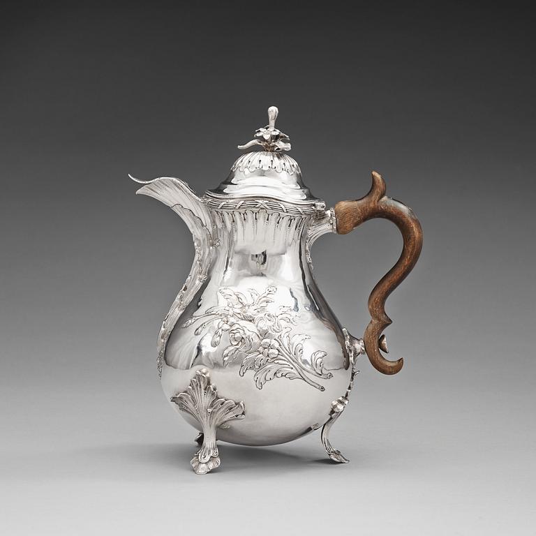 A Swedish 18th century silver coffee-pot, Fredrik Petersson Ström, Stockholm 1775.