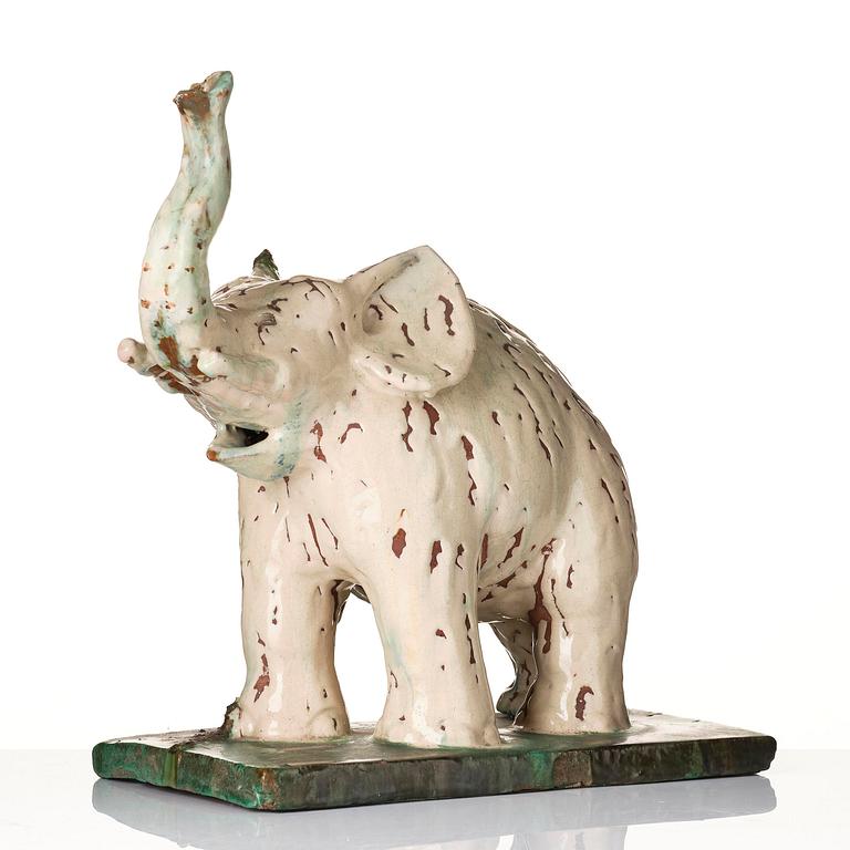 Allan Ebeling, a glazed ceramic sculpture of an elephant, Torshälla 1931.