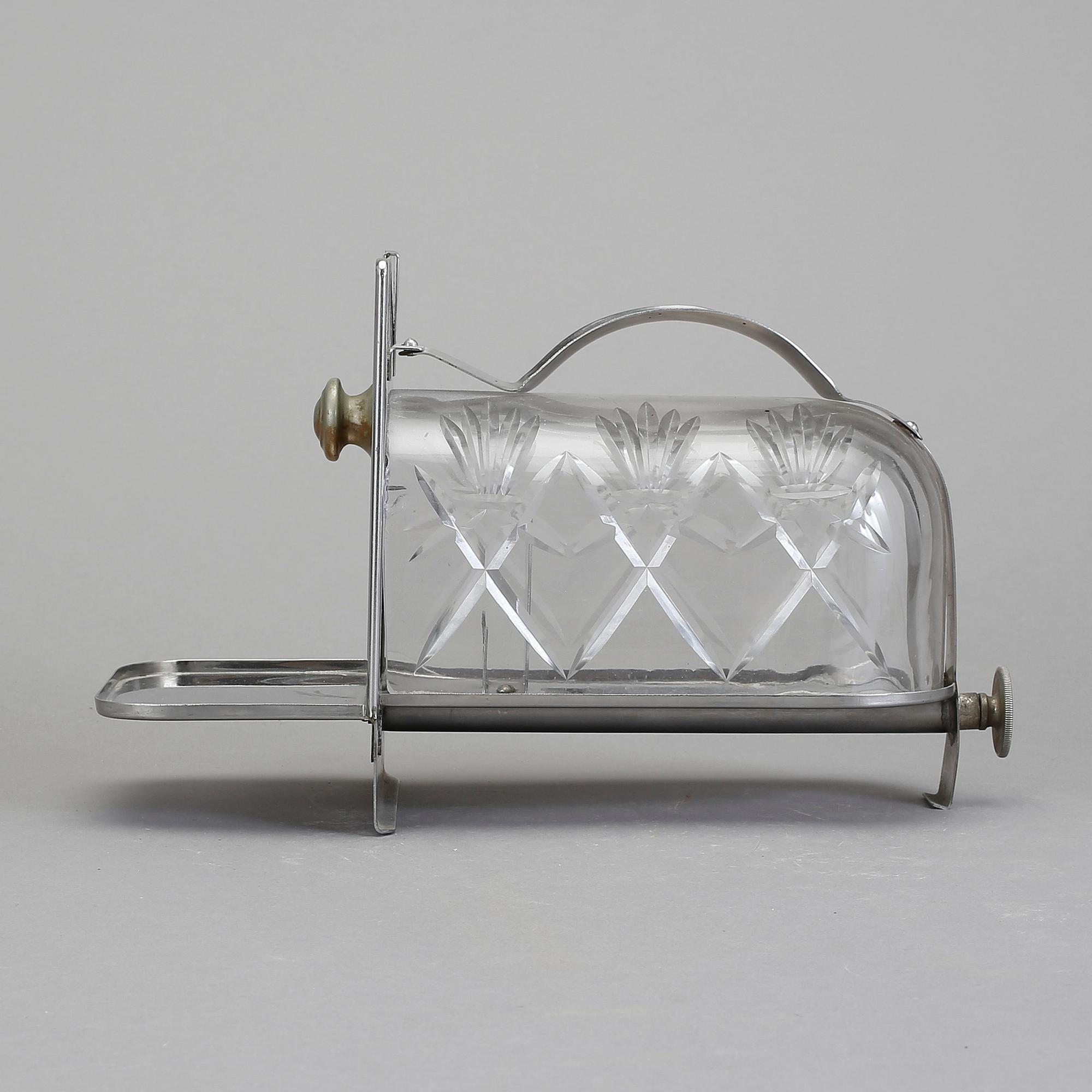 TRYFFELSKÄRARE, vitmetall och glas, 1940-tal.