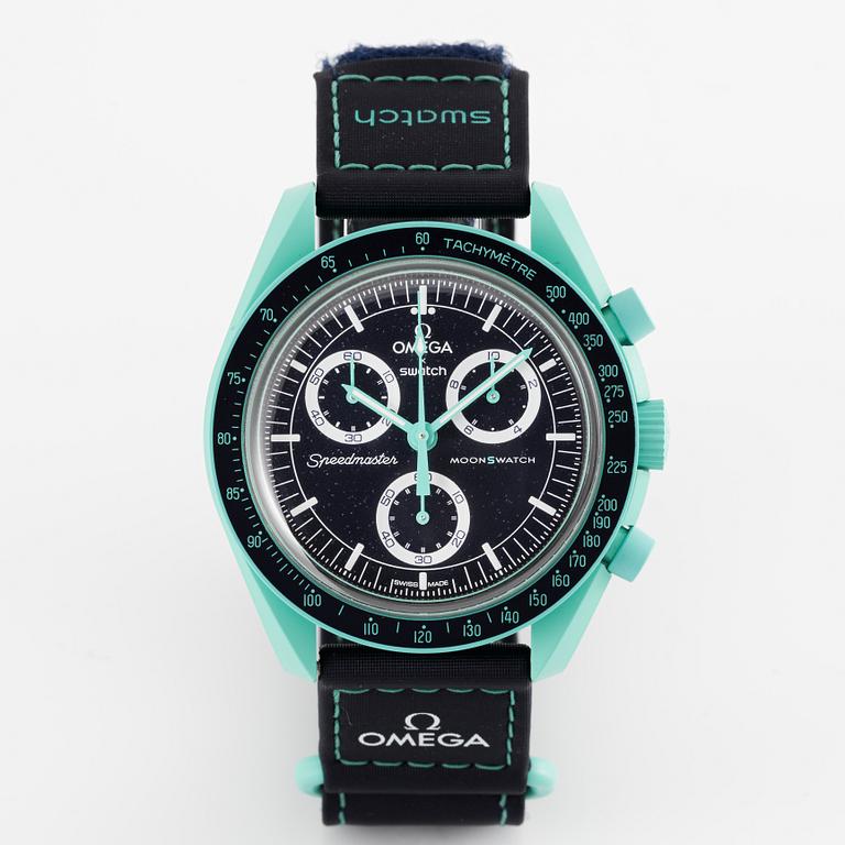 Swatch/Omega, MoonSwatch, Mission on Earth Polar Lights, kronograf, armbandsur, 42 mm.