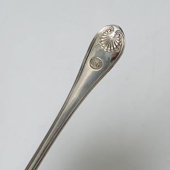 A set of three Swedish silver sauce ladles and a small sauce bowl, mark of Johan Petter Grönwall,  Stockholm 1824-37.