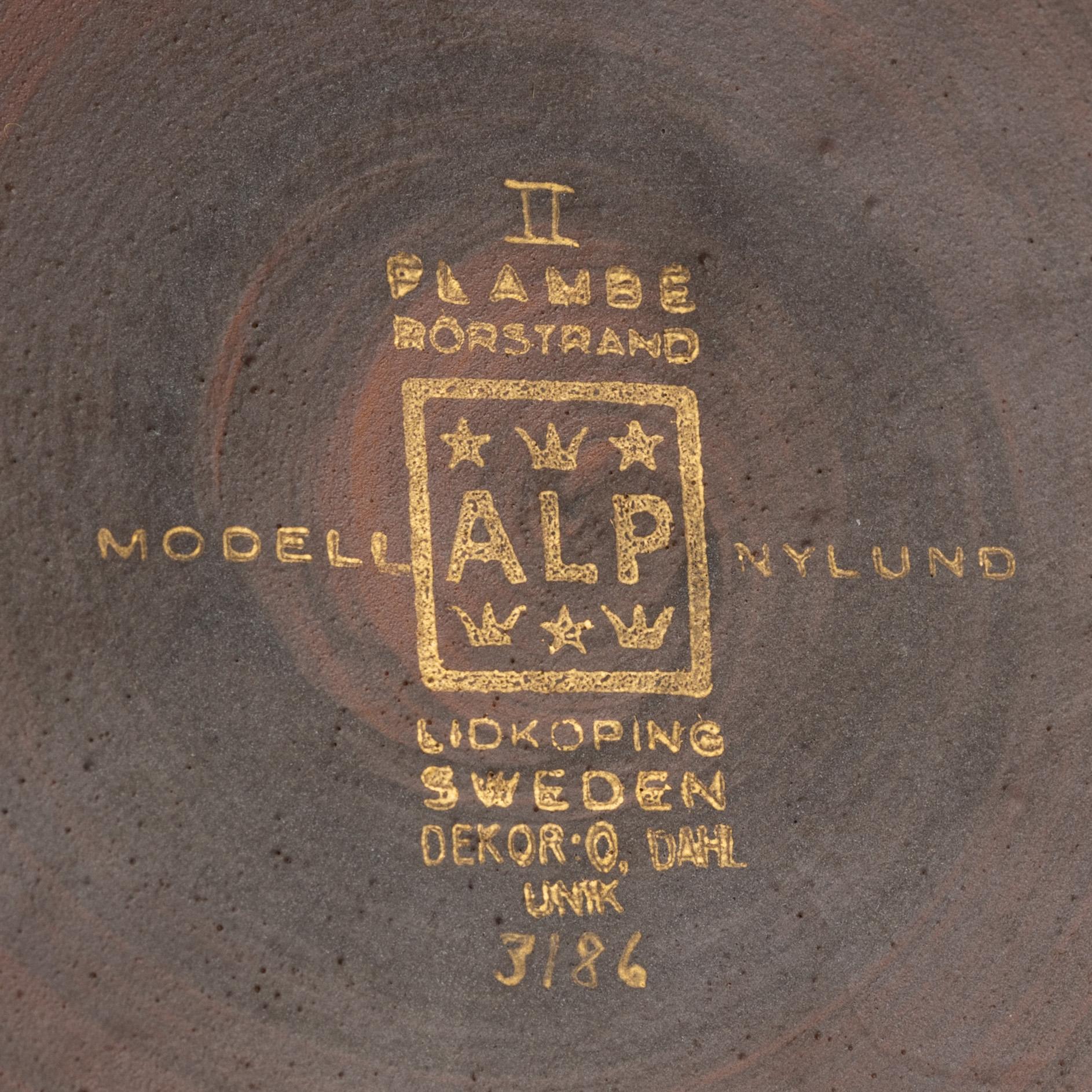 Gunnar Nylund, a 'Flambé' stoneware dish, Rörstrand, Lidköping, 1930's/40's.