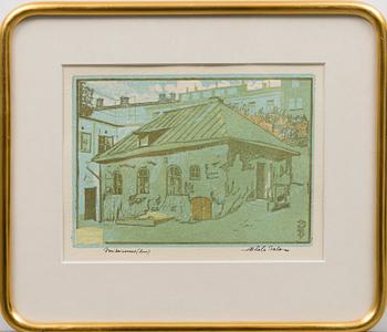 ALEKSANTERI AHOLA-VALO, linoleum cut in colours, signed and dated -40.