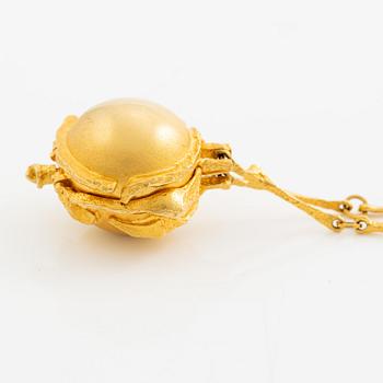 Björn Weckström, collier med klocka "Sun Dial", 18K guld, Finland 1974. För Lapponia.