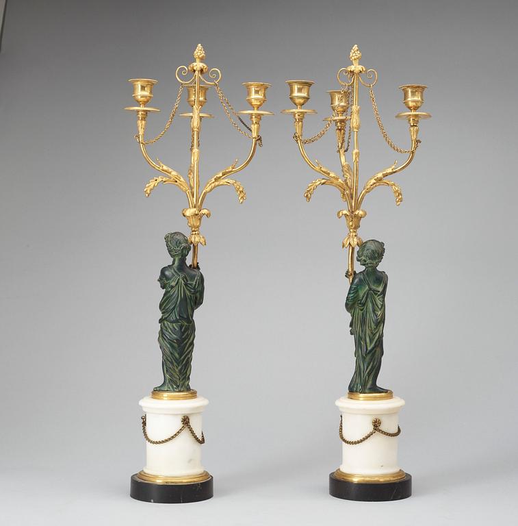 KANDELABRAR, ett par, Louis XVI, Frankrike, 1700-talets andra hälft.