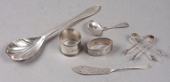 PARTI SILVER, 7 delar, bl a Sheffield och Birmingham, England, 1892-1960. Tot ca 195 g.
